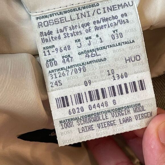 Hugo Boss Mens Suit Blazer 46L Super 140 100% Virgin Wool L34 Preppy Prom - Picture 5 of 11